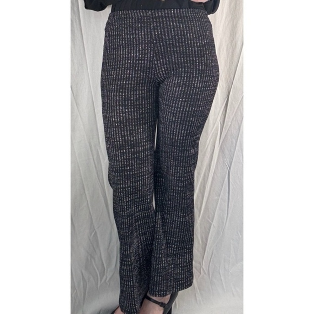 70’s Vintage ‘Lori Beth’ Black Silver Metallic Knit Flare Pants
